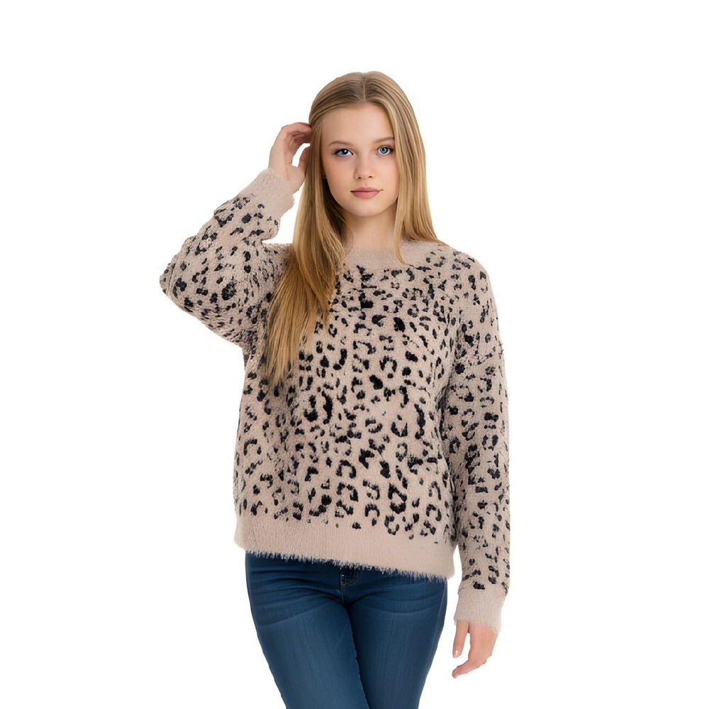 Mi Ami Leopard Print Fuzzy Soft Sweater Size M